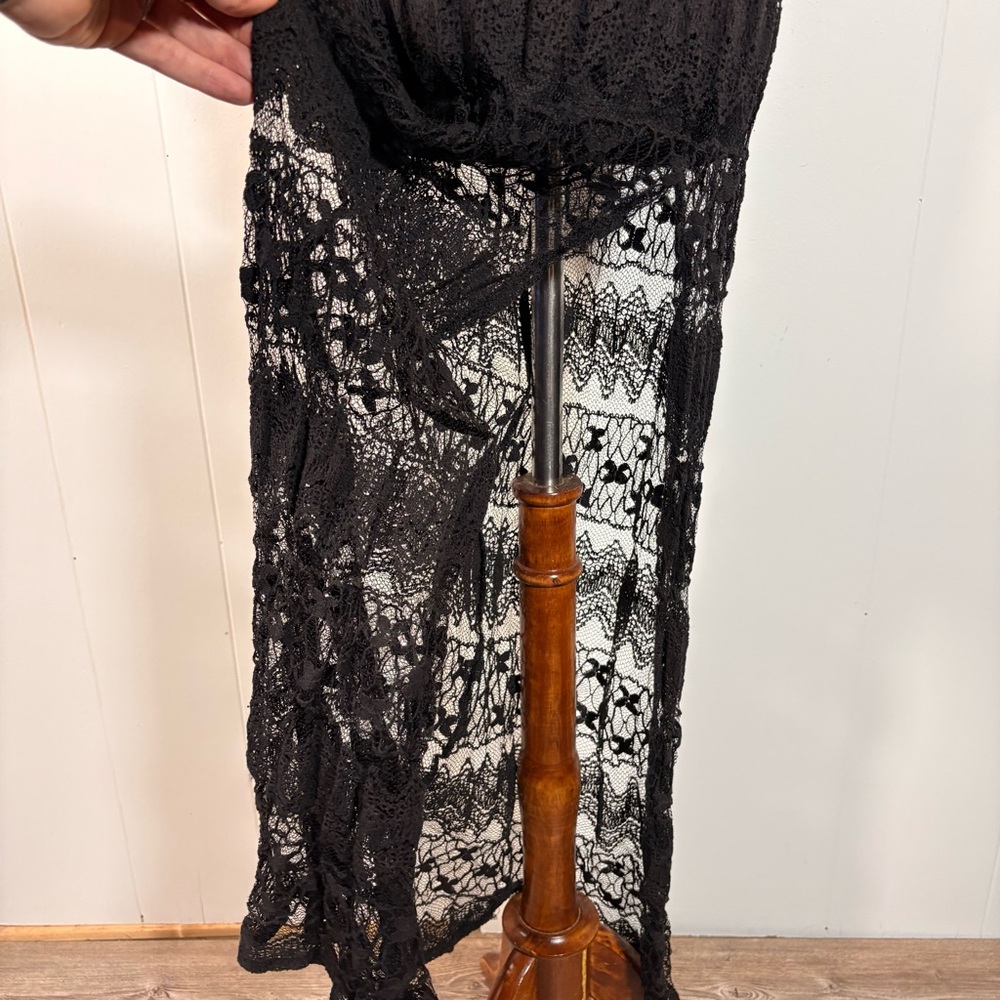 Ark & Co Black Lace Maxi Dress Sleeveless Illusion‎ Sexy Cocktail Whimsigoth - Picture 6 of 7